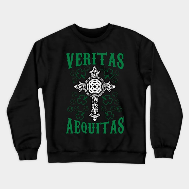 Veritas Aequitas Irish St Patrick's Day Crewneck Sweatshirt by E